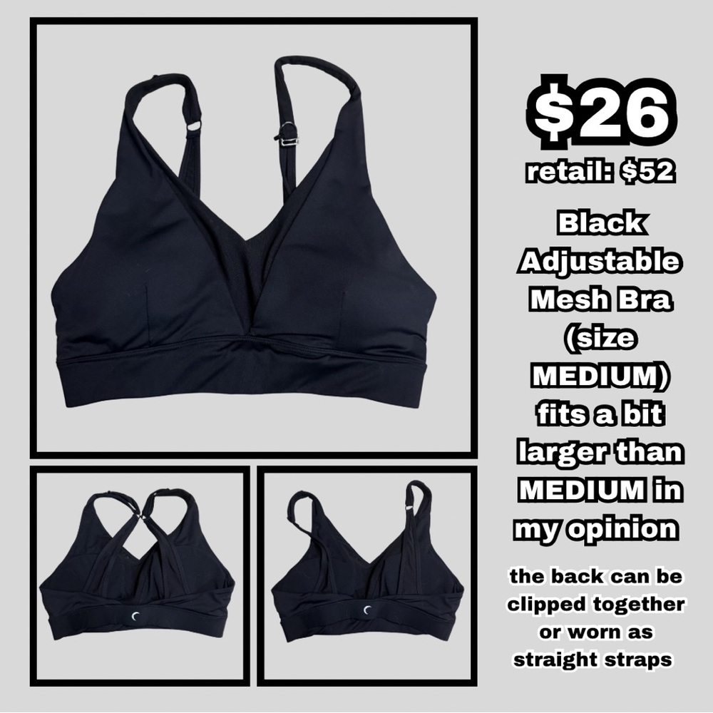 ZYIA Black Adjustable Mesh Sports Bra